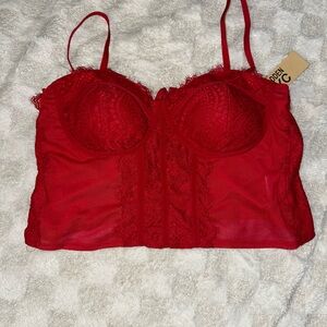 MADDEN NYC Red Lace Corset Top